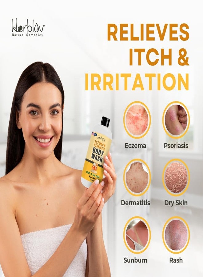 هيربلوڤ غسول للجسم لعلاج الإكزيما - صابون طبيعي بالكامل لعلاج الإكزيما والتهاب الجلد والصدفية، لتخفيف جفاف وحكة البشرة الحساسة - غسول لطيف لإزالة السموم، وشفاء البشرة، ومضاد للحكة، مصنوع من دقيق الشوفان وحليب الماعز، مناسب للأطفال والكبار. - Image 2